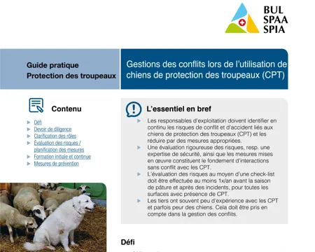 Guide pratique Gestions des conflits lors de l’utilisation de chiens de protection des troupeaux (CPT)
