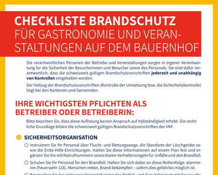 Checkliste Brandschutz für Gastronomie und Veranstaltungen auf dem Bauernhof