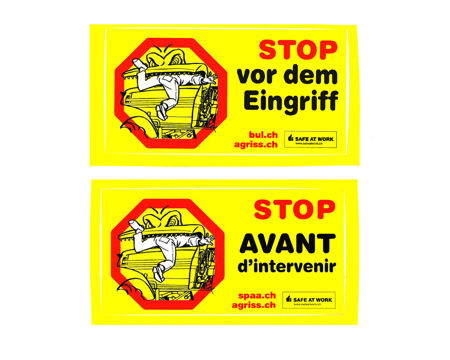 Aufkleber "Stop vor dem Eingriff"